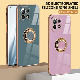 Electroplated Magnetic Ring Phone cases for iPhone 15 14 13 12 11 pro Max X XS XR MAX Silicone Glass Plating Cover Ring Stand with OPP bag Factory