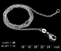 1mm Chain Necklace 925 Sterling Silver Jewelry for Men DIY Fashion Women Gifts Link Chains with Lobster Clasps 16-24 Inches