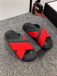 2022 Men Women Slippers Designer Rubber Slides Sandal Flat Blooms Green Red White Web Fashion Shoes Beach Flip Flops Flower Box