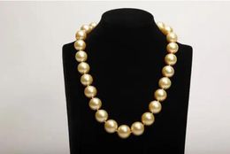 Chains Huge Elegant 18"12-15mm & 12mm Earring Natural South Sea Genuine Golden Round Pearl Necklace Women Jewellery ChainsChains