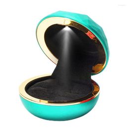 Jewellery Pouches Bags Multifunctional Gift Box With LED Light Round Flip Ring Pendant Necklace For Proposal Wedding Engagement Rita22