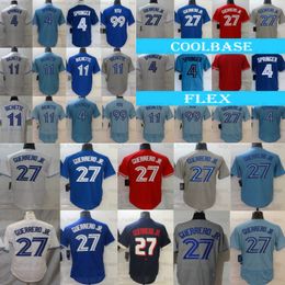 4 George Springer Bo Bichette Baseball Jersey 27 Vladimir Guerrero Jr. 99 Hyun Jin Ryu Blue White Red Grey Men Jerseys Uniforms