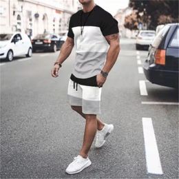 Summer Men s Sports Set O Neck Plus Size Shorts Sleeve T Shirt Pant 2 Pieces Daily Clothing Male Suits for Men Tracksuit 220719