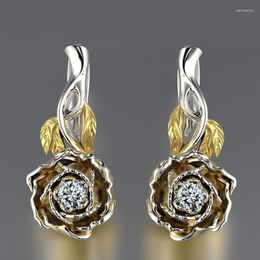Dangle & Chandelier VAGZEB Elegant 925 Sterling Silver Rose Flower Drop Earrings For Women Romantic Female Accessories Versatile Fashion Jew