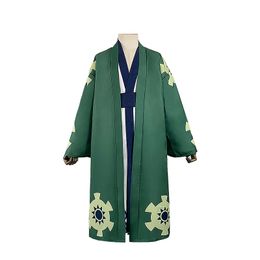 Anime Roronoa Zoro Cosplay Costume Wano Kuni Country Kimono Robe Full Suit Outfits Halloween Carnival Suit
