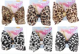 NEW swia 8 inch Large Leopard Bowknot print Ribbon hair Bows With Clips For Kids Girls Boutique Hair Clips Hair Accessories 8pcs