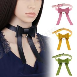 Fashion PU Leather Bowknot Choker Necklace Collar Neck Chain Pendant Women Girl Sweet Vintage Party Casual Jewelry Gift