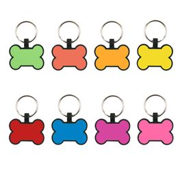 DIY Dog Tag Creative Bone Shape Pet ID Card Keyring Pet Fashion Accessories Keychains 8 Colors