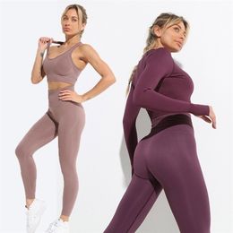 2/3/4 pcs Seamless Yoga Set Workout Clothes for Women Sportswear Gym Outfits Sport Suit Fitness Clothing Leggings 220330