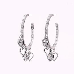 Hoop & Huggie Bohemian Crystal Ear Clip Earring For Women Multicolor Heart Pendientes Small Bridal Wedding Jewelry GiftsHoop Kirs22