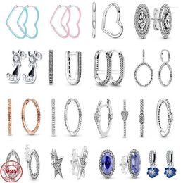 Hoop & Huggie 925 Silver Charm Heart And Conch Earring Asymmetrical Earrings For Women Jewellery Gift Girlfriend WifeHoop Kirs22