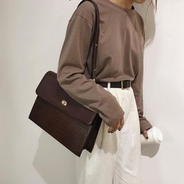 Evening Bags Fashion Trend Women Multi-Function Briefcase Large Capacity Single Shoulder Bag Crocodile Grain HandbagEvening