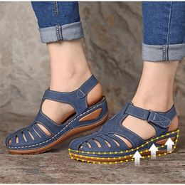 new Summer women Sandals Sewing Buckle comfortable Casual Hollow out wedge platform sandals Women Shoes Plus size sandals 210226