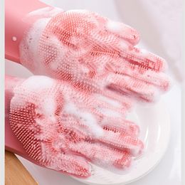 1Pcs Magic Silicone Washing Gloves Cleaning Gloves Reusable Kitchen Scrubber Rubber Gloves Household Cleaning Tool Car Pet Brush 201021