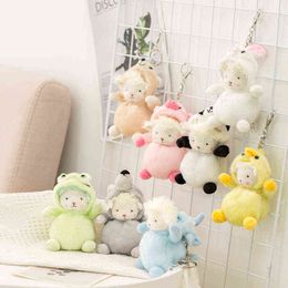 Kawaii Sheep Alpaca Cuddly Keychain Soft Cartoon Pendant Animal Rabbit Bear Pig Duck Plush Doll Beautiful Gift J220704