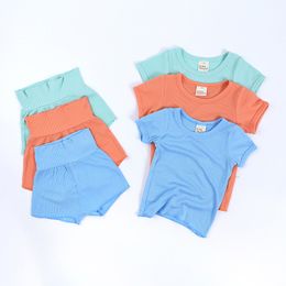 Summer Boys And Girls Modal Pyjamas Sets Short Sleeve High-Waist Baby Belly Protection Home Clothing Set Home Outfits M4102