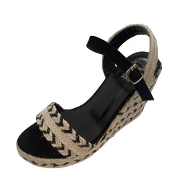 bohemian weaves Canada - Sandals 12cm Wedge Women 2022 Weave High Heels Summer Platforms Designer Shoes Bohemian Wedges Sandales Femmes