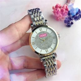 Full Diamond Womens 36mm Watch Stainless Steel Bracelet Fashion Clock Business Montre De Luxe Quartz Imported Movement Superior Quality Luxury Wristwatches