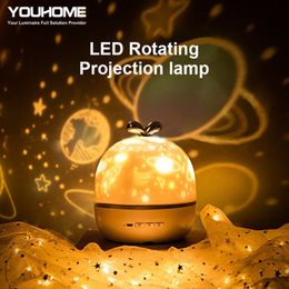 3 Colour LED Rotating Projection lamp Starry Sky Romantic Projection Light Six slides choice night light gift for kids home Decor 201028