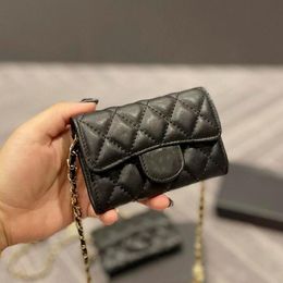 Womens Purse Flap Designer Bags Black Caviar Lambskin Chain Wallet Passport Holders Card Holder Coins Wallets Designers Woman Cros3204