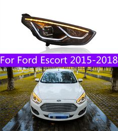 Car Front Lamp For Ford Escort LED Headlights Assembly 20 15-20 18 FORTIS DRL Running Lights High Low Beam Driving Headlight