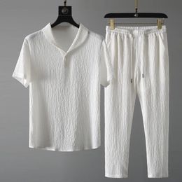 Shirt Trousers Summer Men Fashion Classic Shirt S Business Casual Shirts A Set of Clothes Size M 4xl 22 482