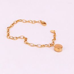 Korean Fashion Fuxi Double-sided Round Cake Rectangular Buckle Bracelet Women Girl Stainless Steel Gold Chains Bracelets Link Chain