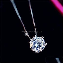 Pendant Necklaces Pendants Jewellery Women Trendy Simple Choker Crystal Necklace Shine Rhinestone Sier Colour Chai Dhetx