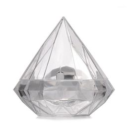clear wedding favor boxes wholesale UK - Gift Wrap 48pcs lot Transparent Plastic Diamond Shape Candy Box Clear Wedding Favor Boxes Holders Gifts Givea Boda13128