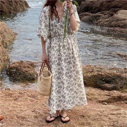 2020 Spring Summer Women Boho Long sleeve Maxi Long dress Lantern sleeve Oversized Linen holidays dress Female Vestido LJ200818