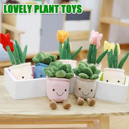 Decorative Objects & Figurines Lifelike Tulip&Succulent Plants Plush Stuffed Decor Toys Soft Bookshelf Doll Creative Potted Flowers