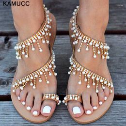 Sandals Womens Summer Ladies Flats Shoes Crystal Gladiator Rome Woman Beach Casual Elastic Band Female SandlasSandals