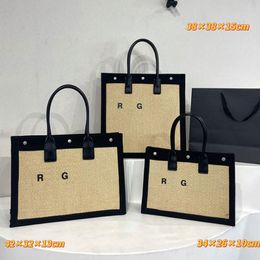 Tote Shopping Bag Weave Women Handbag Purses Large Capacity Women Tote Purse Pocket Summer Travel Bags Men Shoulder Bags Letter Print Canvas Leather