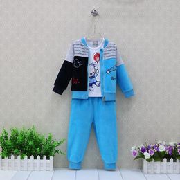 Clothing Sets Children Boys Pure Cotton T Shirts Velour Long Pants With Zipper Blouse 3 Pieces/set Autumn And Winter Baby ClothesClothing