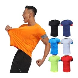 Men Running T Shirt Outdoor Quick Dry Breathable Training Fitness Tshirt Short Sleeve Bodybuilding Gym Sport Shirts Jogging Tee 220629