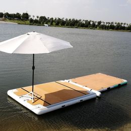 Inflatable Floats & Tubes 4mx2mx0.2m Marine Platforms Drop Stitch Fabric Fvc Water Pontoon Dock With UmbrellaInflatable