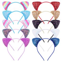 Cartoon Cat Ear Headbands With Powder Sequins Sweet Fashion Kids Hair Accessories Cute Thin Hair Band Wholesale 1 65xt D3