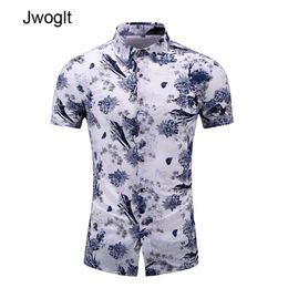 45KG120KG Summer Boutique Menswear Short Sleeve Flowers Shirts Button Down Elasticity Hawaiian Floral Shirt 5XL 6XL 7XL 210412