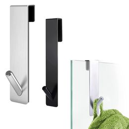 Bathroom Shower Door Hook Over Glass Door Shower Towel Rack Stainless Steel Drilling Free Towel Holder Hanger 220527