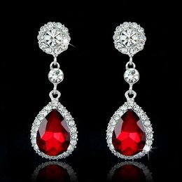 Fashion Bridal Jewellery Crystals Earrings Silver Rhinestones Long Drop Earring 5 Colours Wedding Gift
