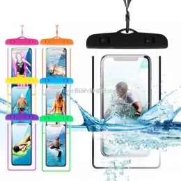 New Luminous Mobile Waterproof Bag Party Favour Summer Outdoor Sports Seaside Swimming Mobile Phone Sleeve With Lanyard EE