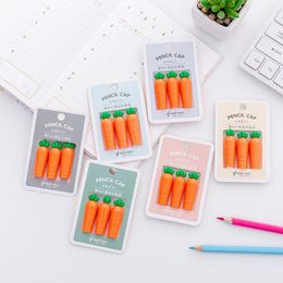 Gel Pens 3pcs/pack Creative Carrot Chick Pen Pencil Cap Sleeve Cover Extender Protector Office School Supplies Stationery