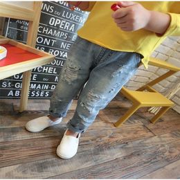 fashion broken hole kids jeans for girls Boys Spring Summer kids boys girls pants Casual Loose Ripped Jeans children jeans LJ201203