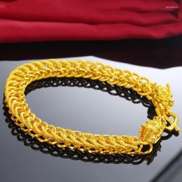 Link Chain Hip Hop Mens Bracelet 18K Gold Massive Mesh Wrist For Male Gift