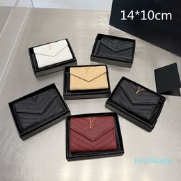 designer wallet square short wallets purses Real Leather card holder luxury coin purse Zig Zag Pattern Pleated Clutch Bags for women