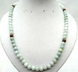 -Collares colgantes Collar de cuentas redondas de jade de piedra natural al por mayor para joyas de bricolaje que fabrican pulsera de 6/8 mm