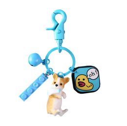 Dog Pendant Keychain Party Favour Cartoon Puppy Doll Bell Keyring Cute Pet Keyfob Car Bag Charm Chains for Birthday Christmas