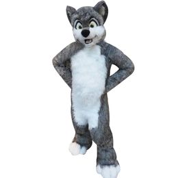 Halloween gray Long-haired Husky Dog Mascot Costumes Christmas Party Dress Cartoon Character Carnival Advertising Birthday Party Costume Outfit