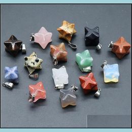 Charms Jewelry Findings Components Merkaba Star Natural Stone Pendants For Diy Necklace Meditation Chakra Rei Dhukd