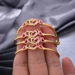 Bangle 4pcs/Lot Heart 24k Dubai Gold Color Bangles Bracelet For Baby Child African Eritrea Gifts JewelryBangle Kent22